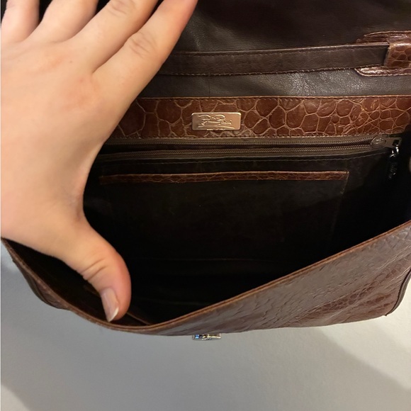 Emilio Pucci Vintage Shoulder Purse Bag Leather Croc Design with Gold Hardware - Picture 7 of 12